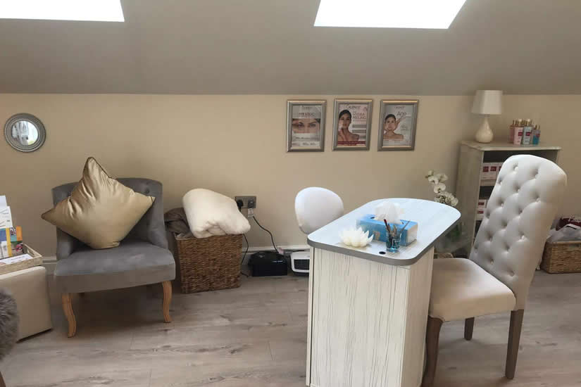 The manicure station under the skylights
